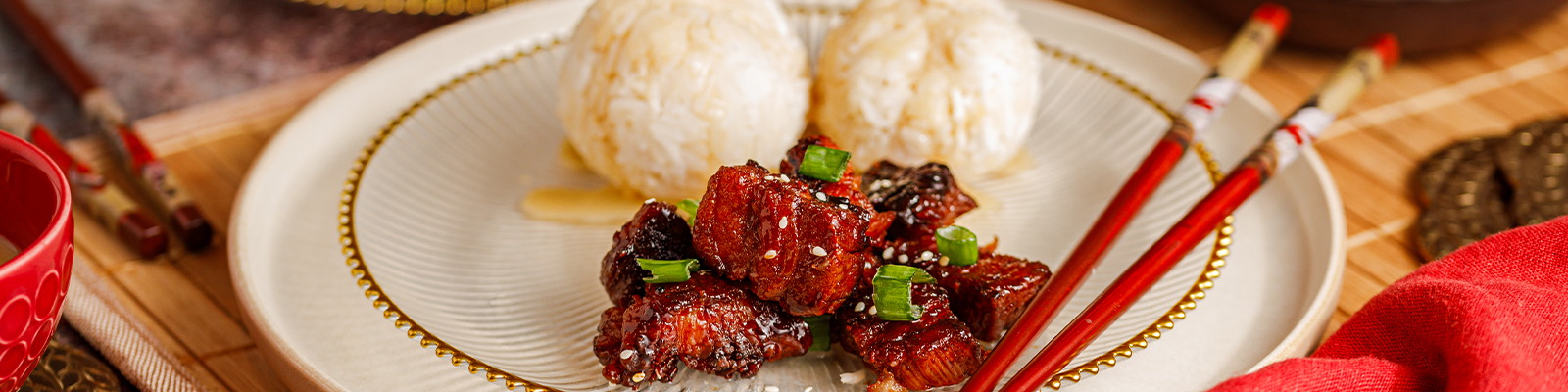 Sticky Soy Garlic Pork Belly and Sweet Mango Rice Balls