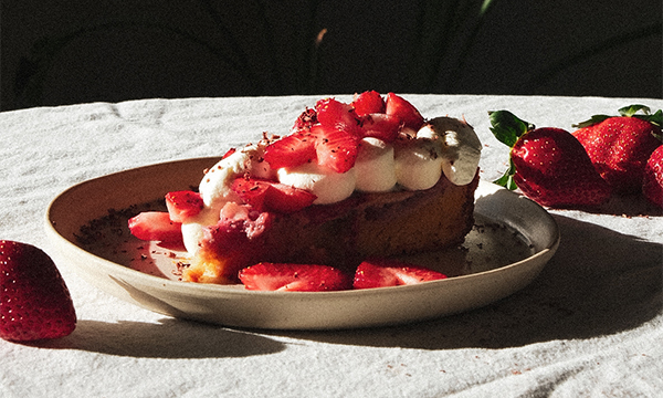 Almond Strawberry Upside Down Cake