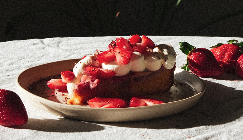Almond Strawberry Upside Down Cake