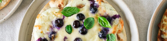 Ricotta Flatbread with a Blueberry Balsamic Sauce