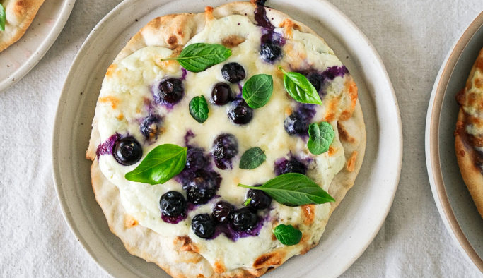 Ricotta Flatbread with a Blueberry Balsamic Sauce