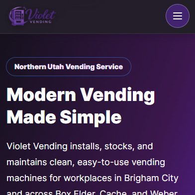 Screenshot of get violet vending dot com on mobile
