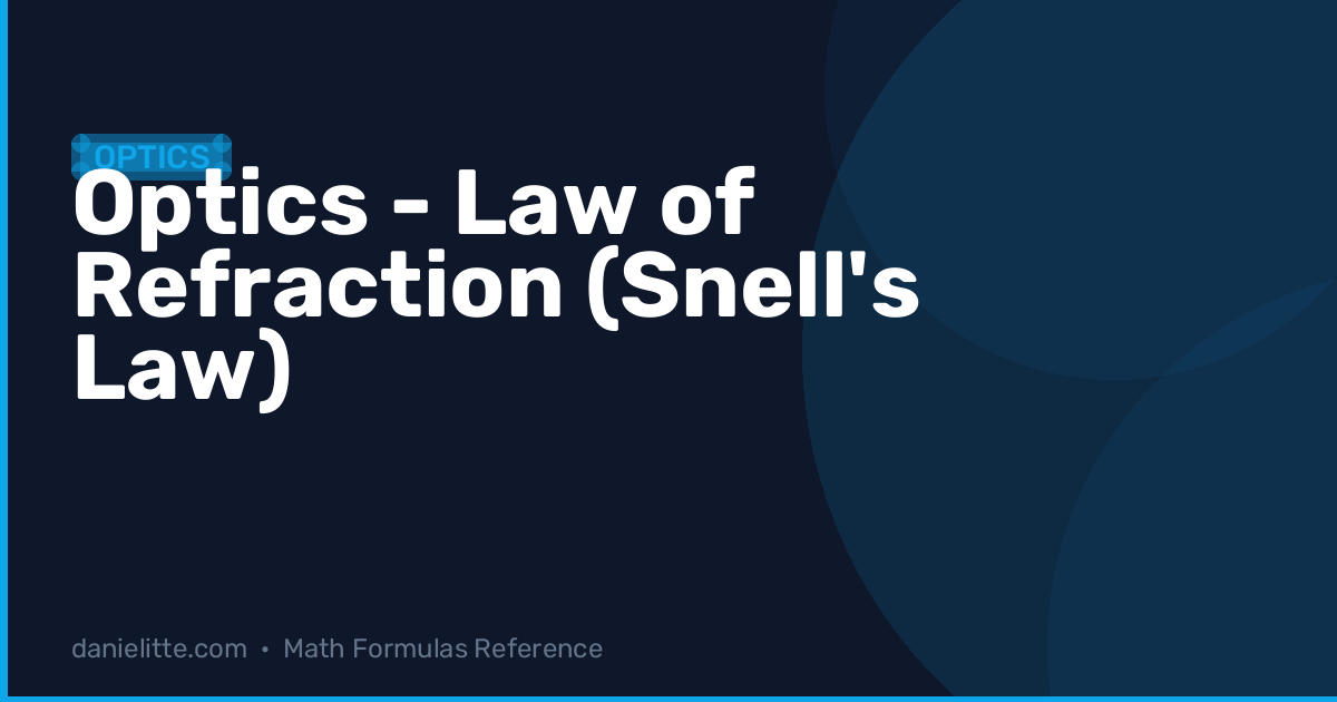 Refraction Formulla Snell's Law of Refraction Formula – Calculate Light Bending ...