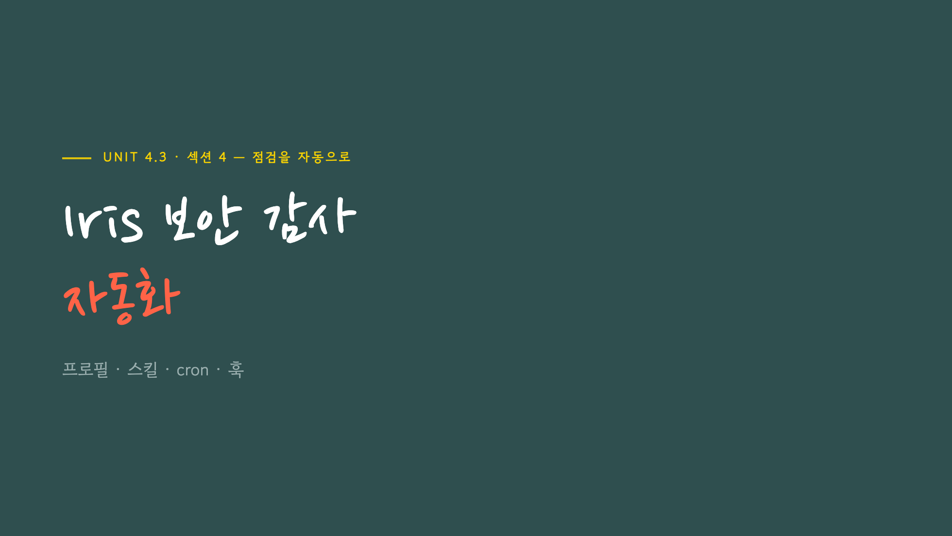 Iris 보안 감사 자동화 — 프로필·스킬·cron·훅