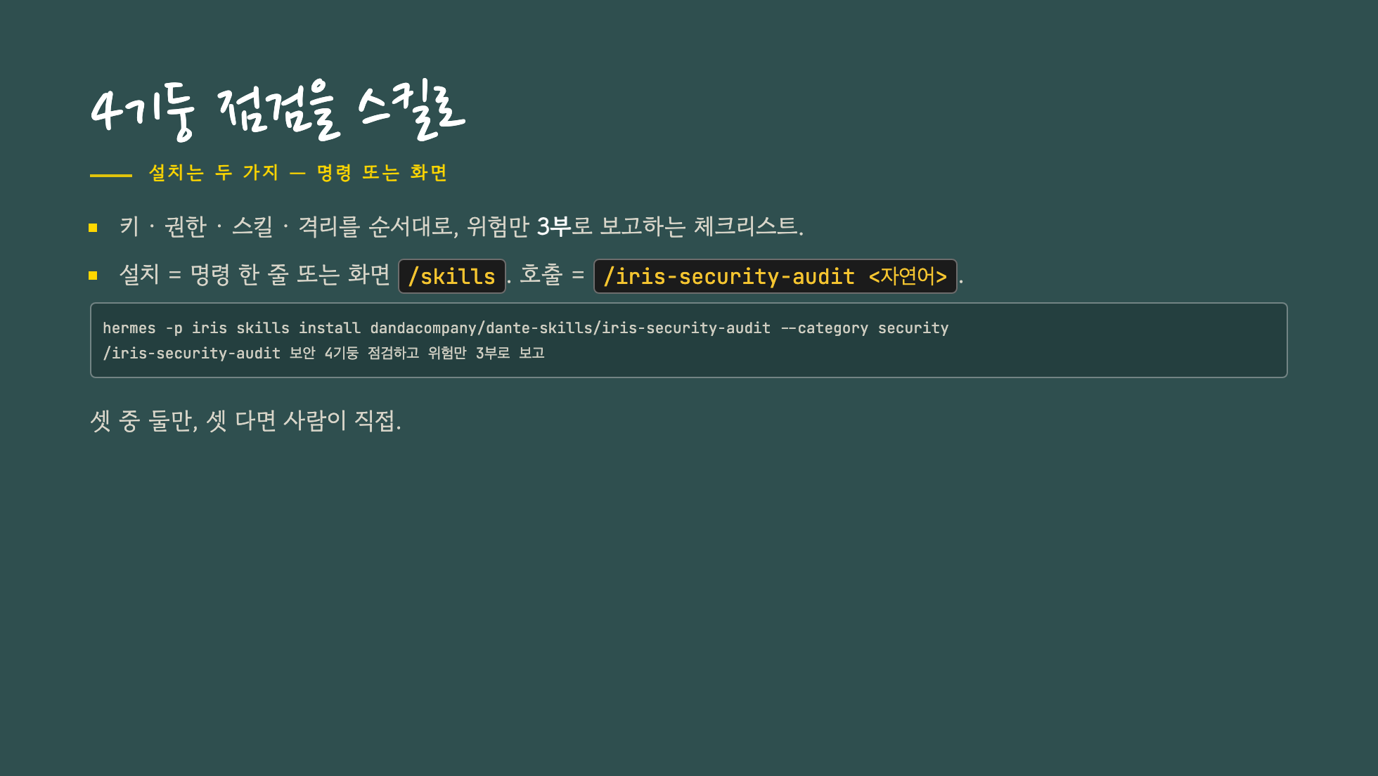 4기둥 점검 스킬 — 설치 두 가지 방법