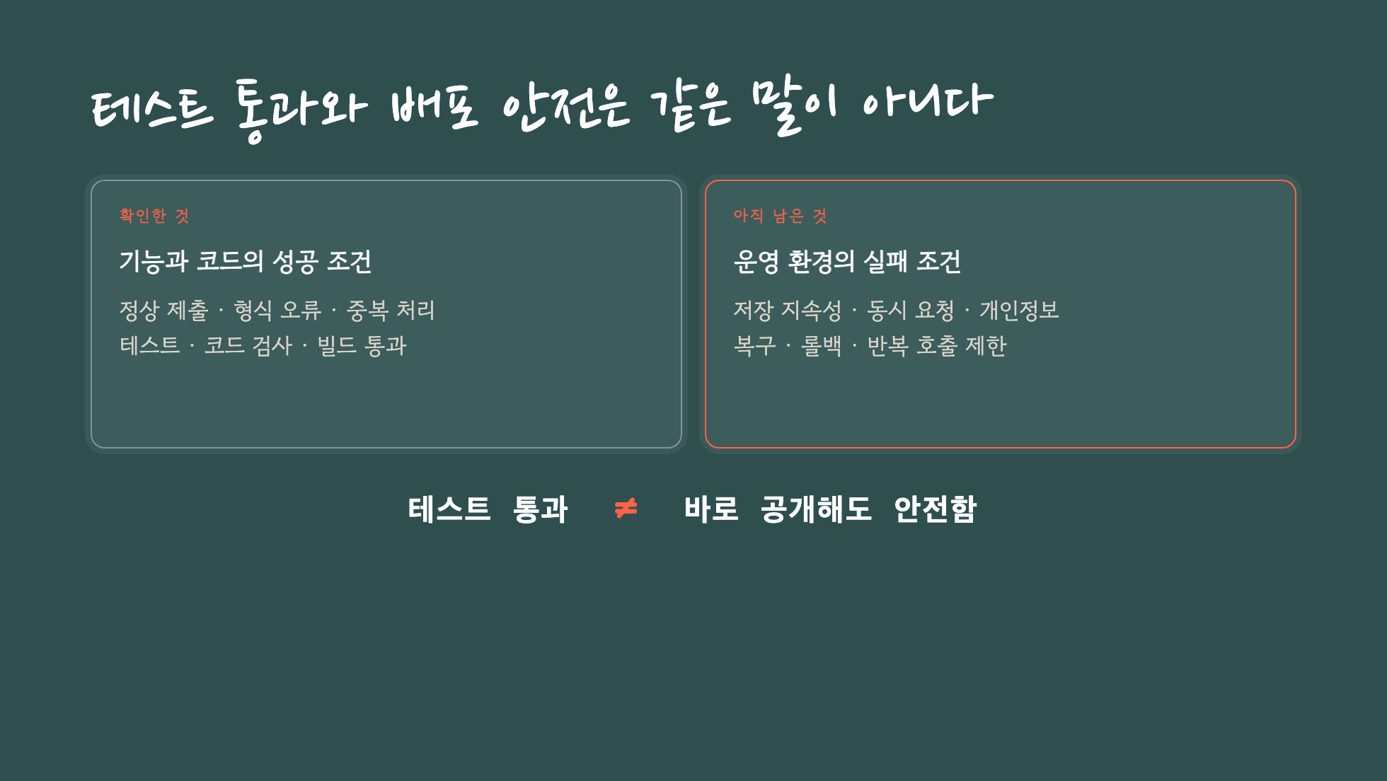 테스트 통과와 실제 서비스 공개 안전성의 차이