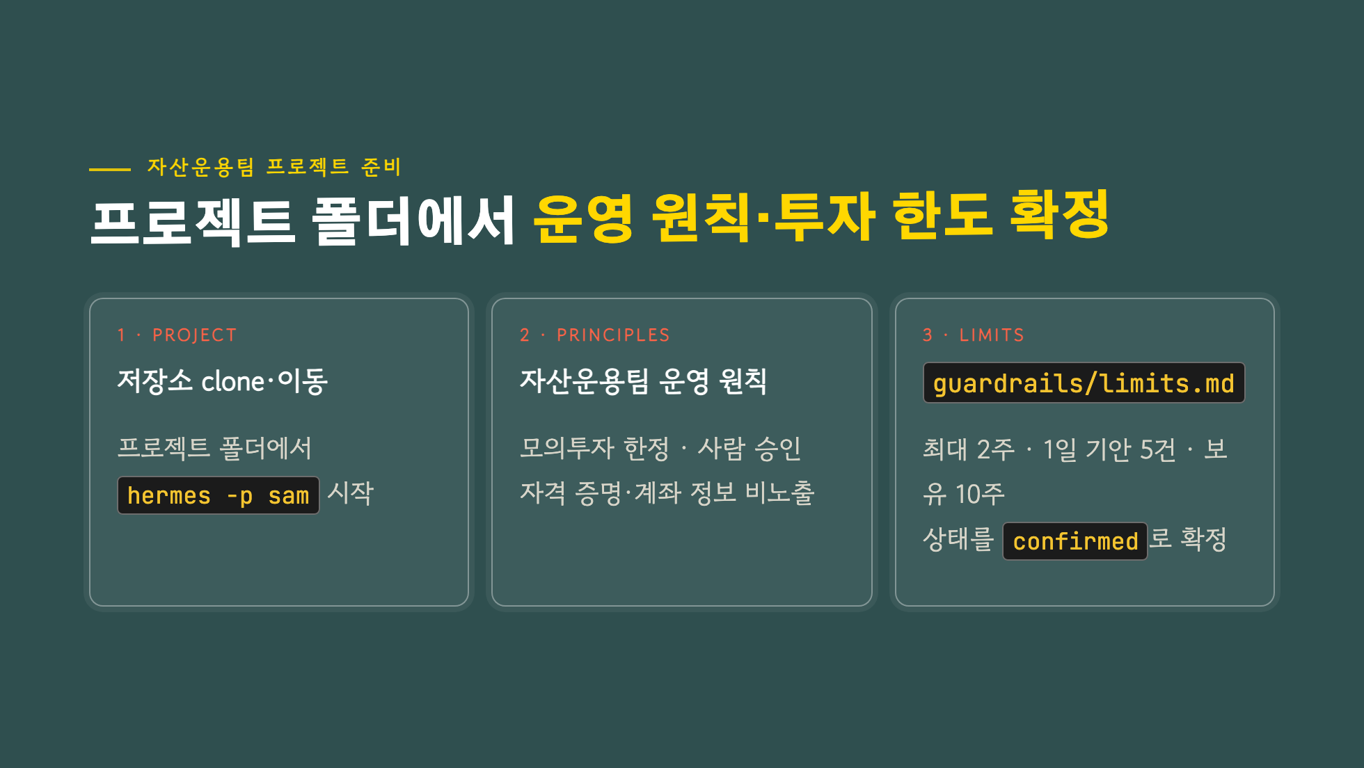 프로젝트 폴더에서 운영 원칙과 투자 한도 확정