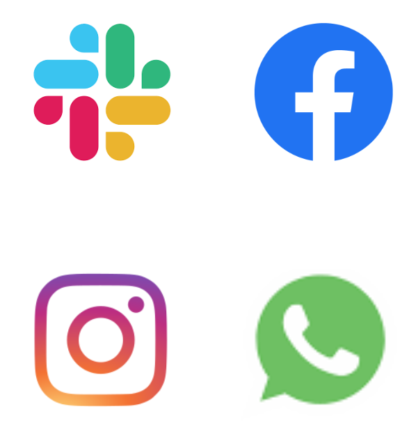 Facebook, Whatsapp, Slack, Instagram Icons