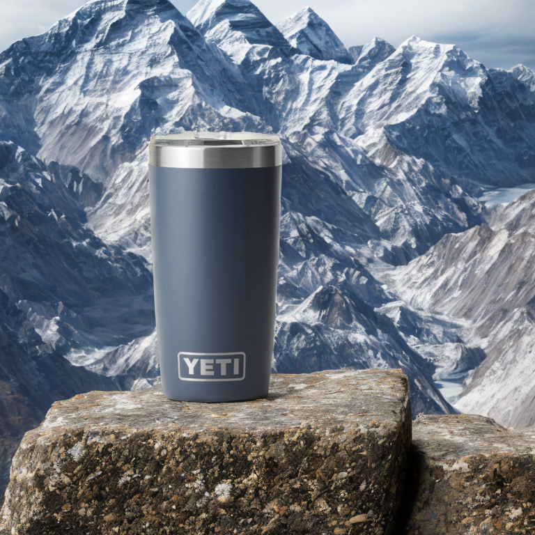 On a ledge overlooking the Mount Everest. Nikon D850. High quality product photograph 