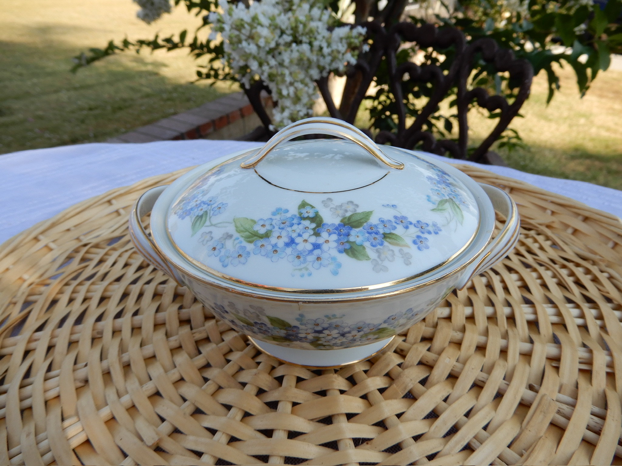 Blue Bloom Sugar Dish