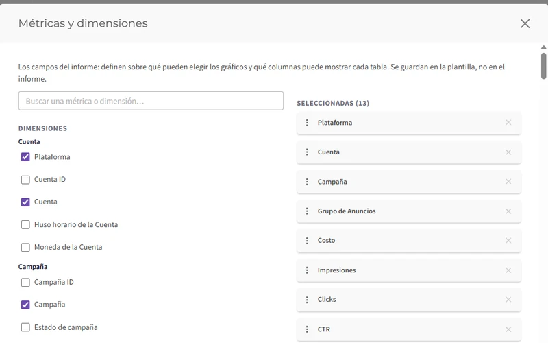 Al buscar event_campaign en Métricas y dimensiones aparece No encontramos «event_campaign», con la pista de que un parámetro de GA4 tiene que estar registrado como dimensión personalizada y el link Cómo registrarlo