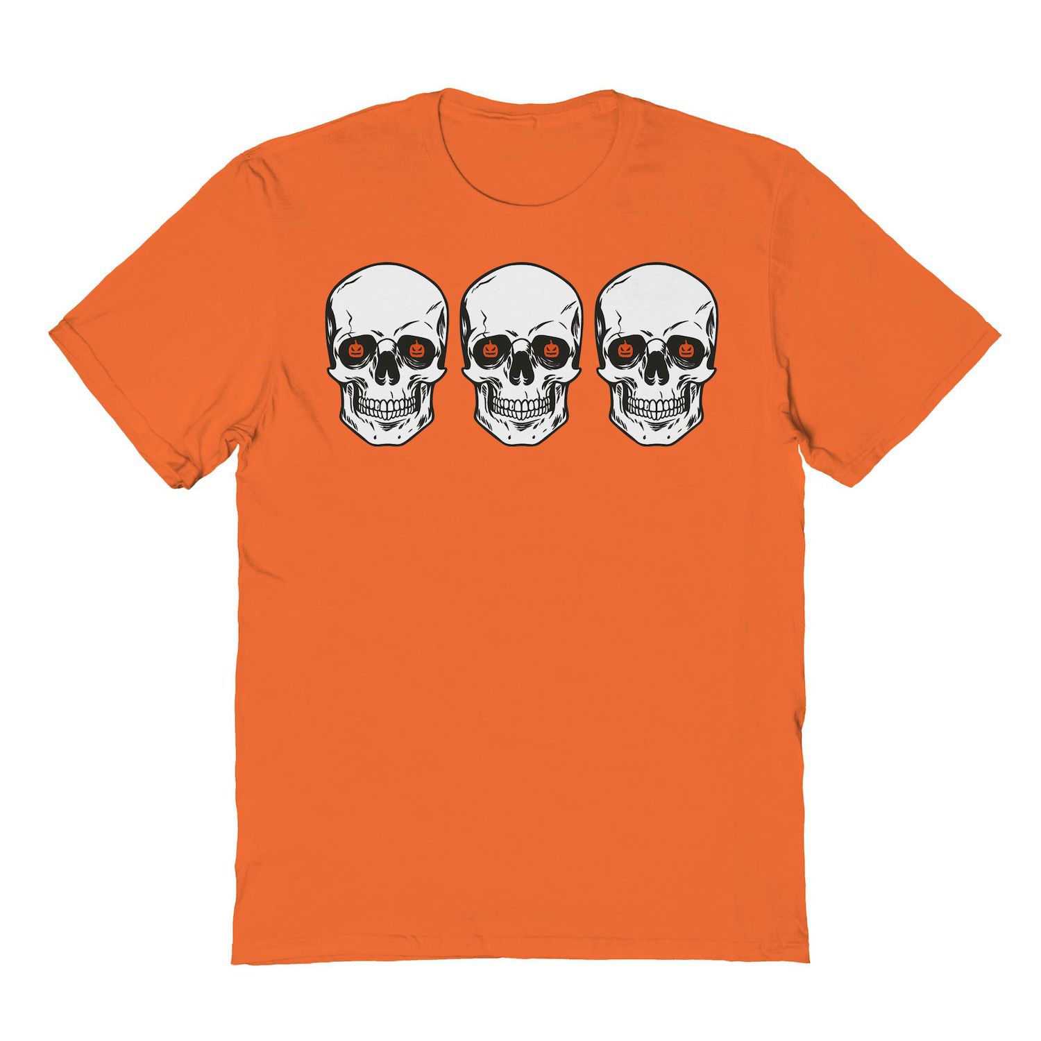 3 Skulls Pumpkin Eyes Halloween Graphic Tee Unisex T-Shirt