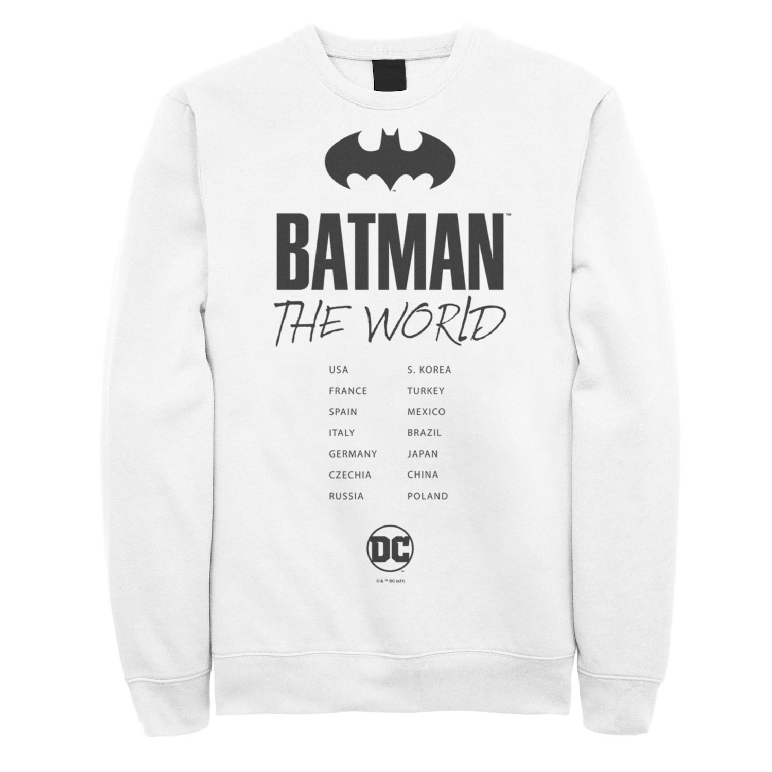 Batman: The World White Bat Logo Stamp Sweatshirt