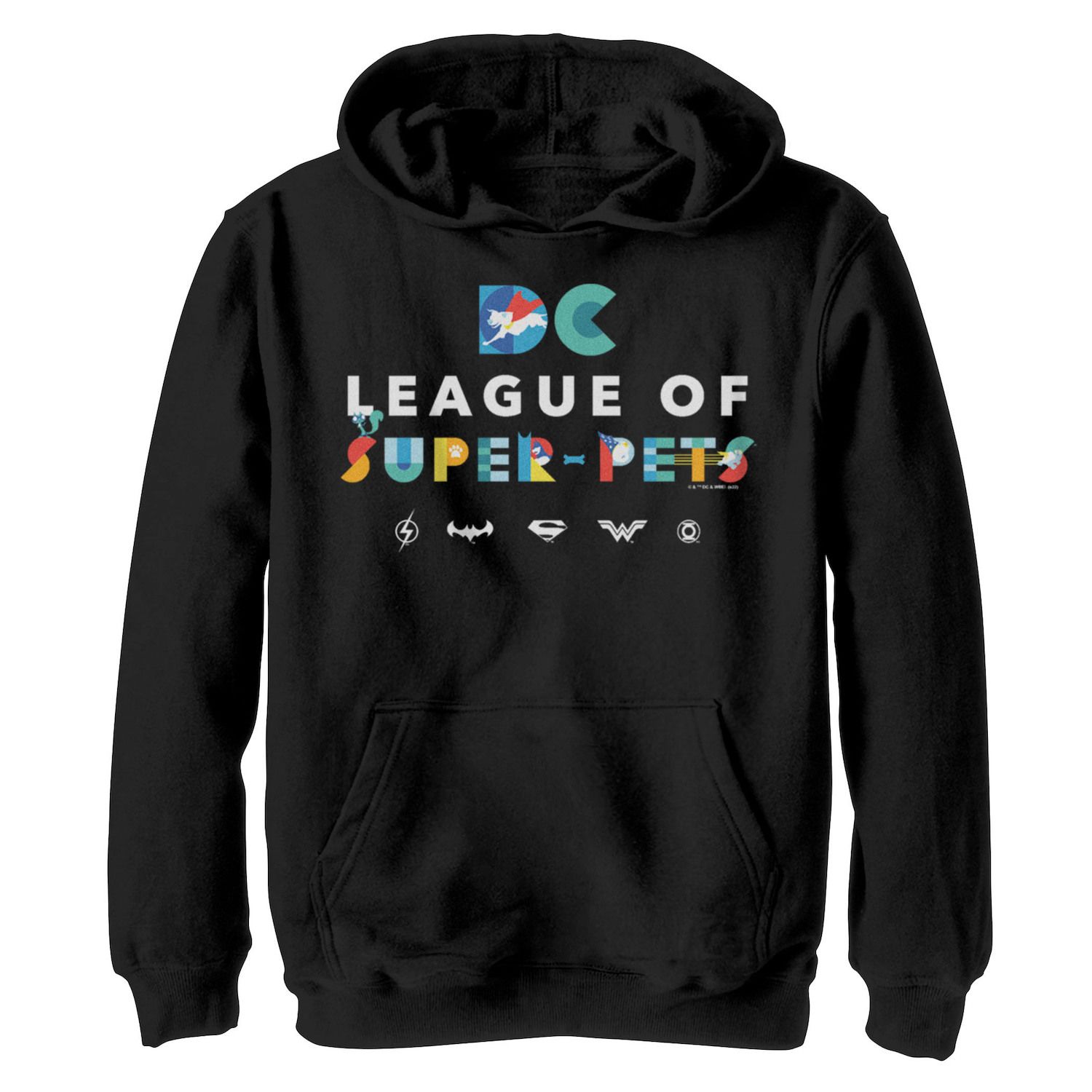 Boys 8-20 DC Super Pets DC Super Pets Superheroes Logo And Paw Prints Unisex Hoodie