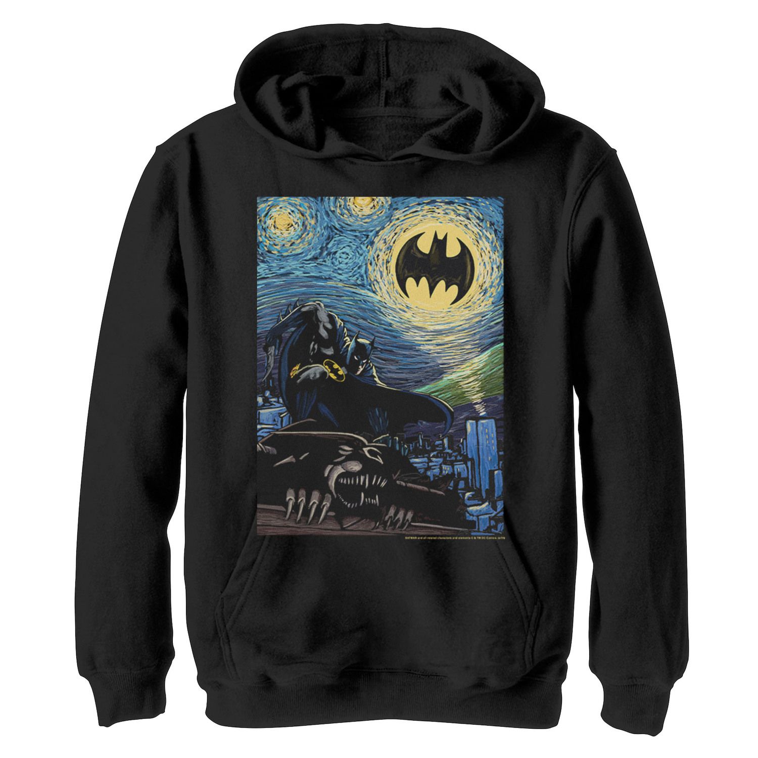 Boys 8-20 DC Comics Batman The Dark Knight Starry Night Style Poster Graphic Fleece Unisex Hoodie