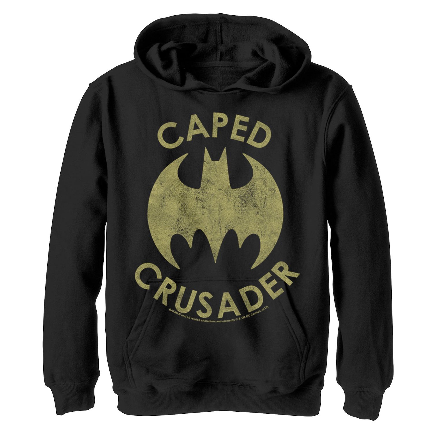 Boys 8-20 Batman Caped Crusader Distressed Logo Graphic Fleece Unisex Hoodie