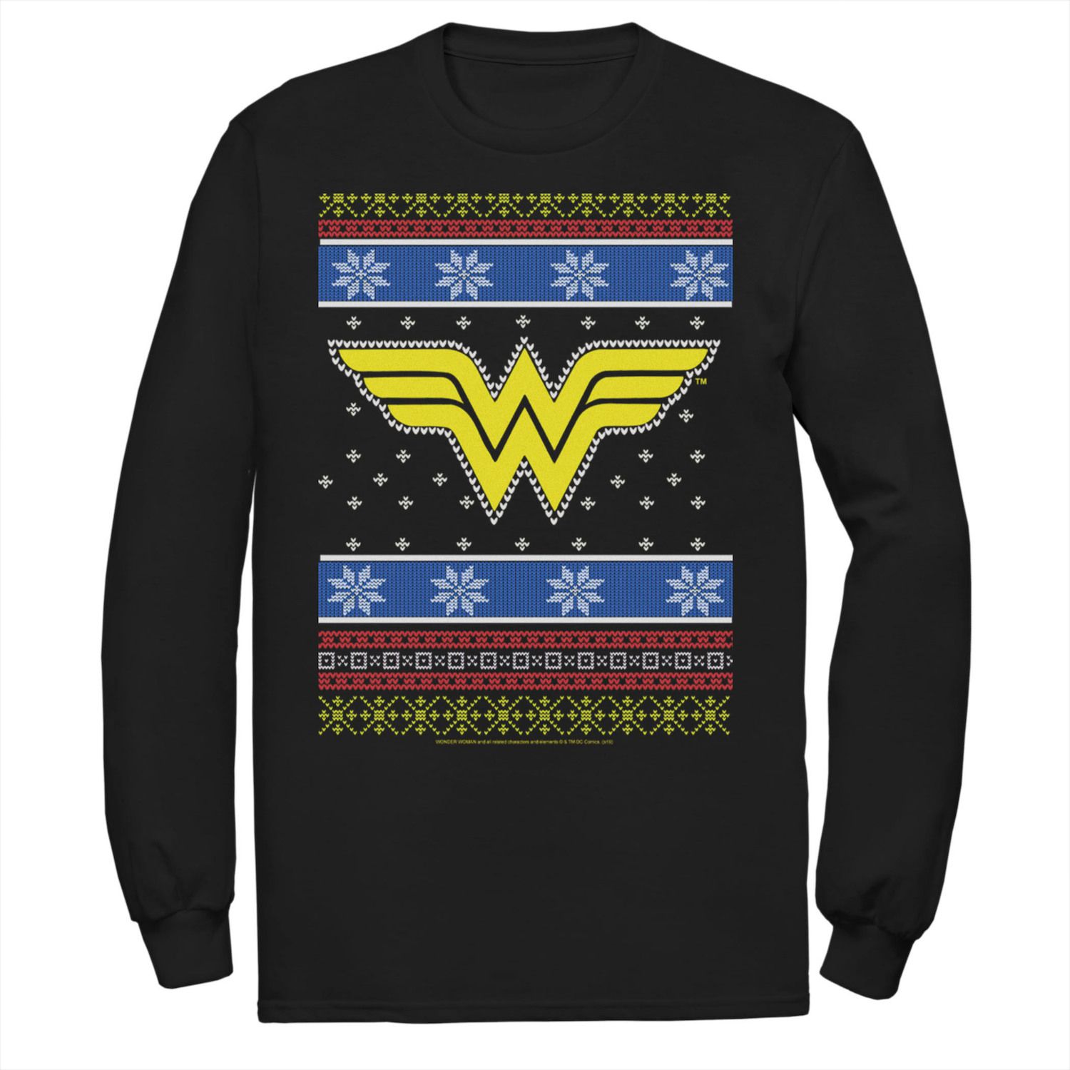 DC Comics Wonder Woman Holiday Logo Unisex Long Sleeve Graphic Tee T-Shirt