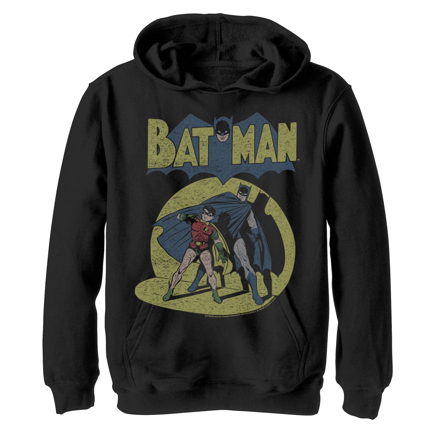 Boys 8-20 Batman Vintage Faded Vintage Scene Graphic Fleece Unisex Hoodie