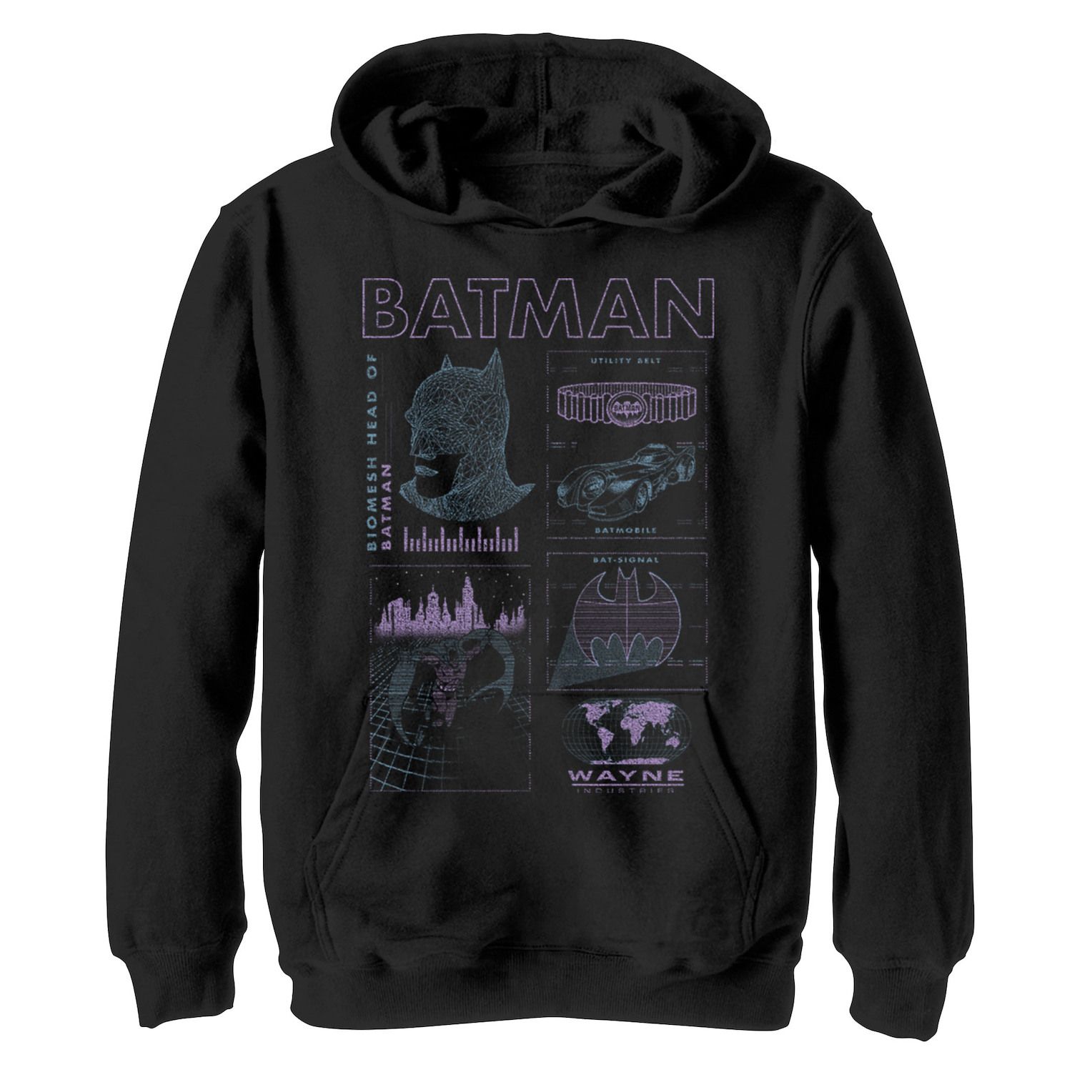 Boys 8-20 Batman Batman Schematic Graphic Fleece Unisex Hoodie