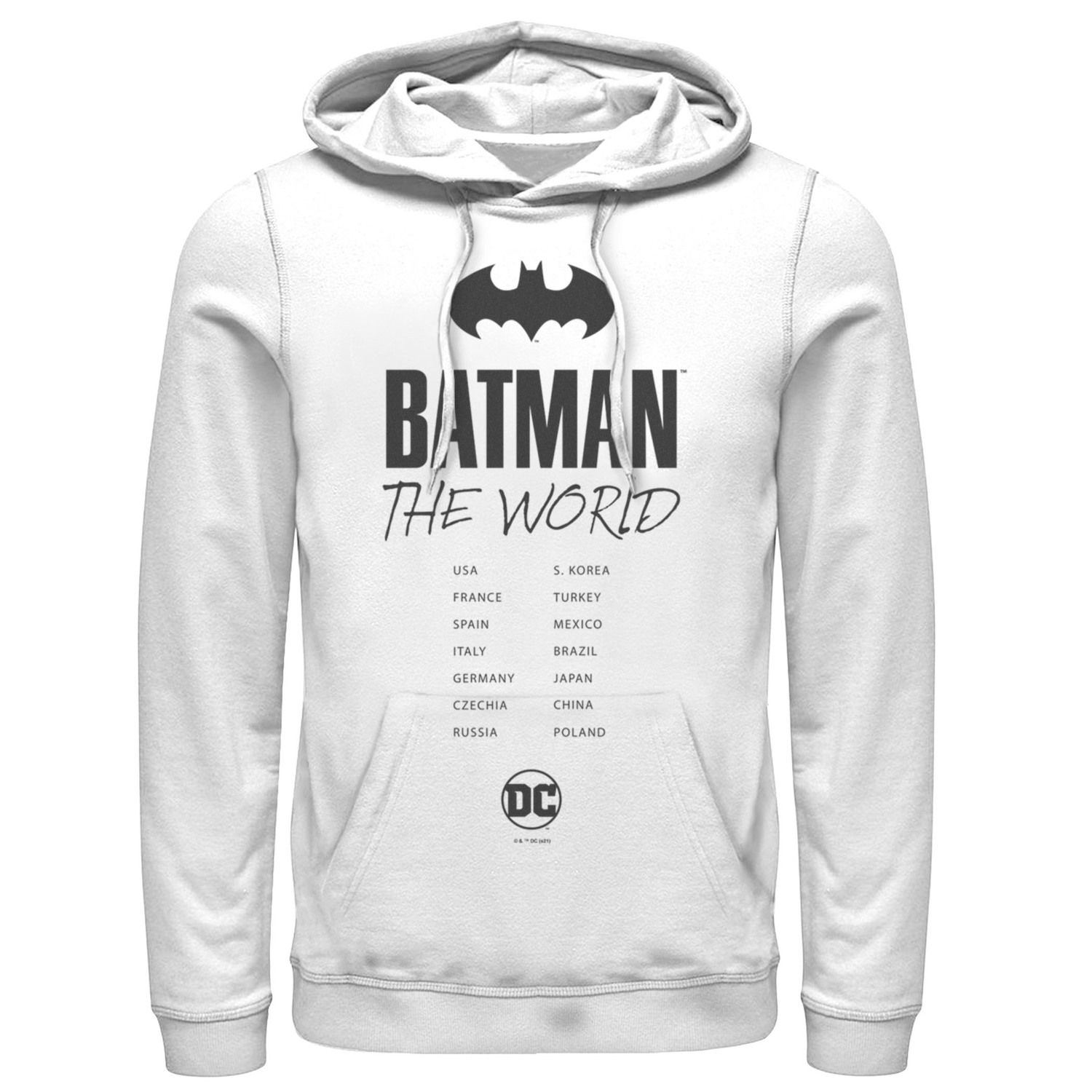 Batman: The World White Bat Logo Stamp Unisex Hoodie