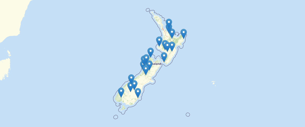 DOC Walking and Tramping Experiences locations