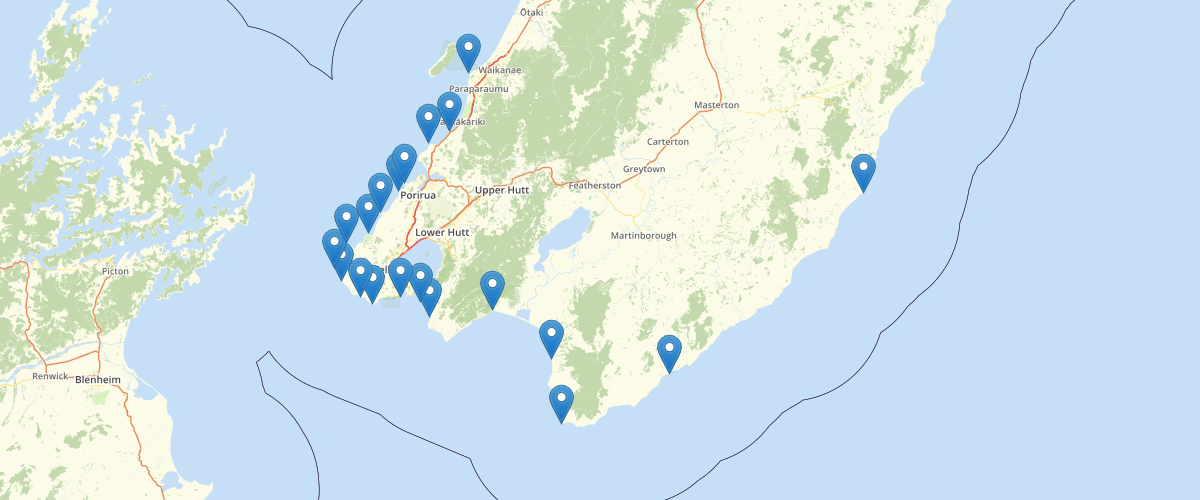 Wellington Regional Council Tide height points