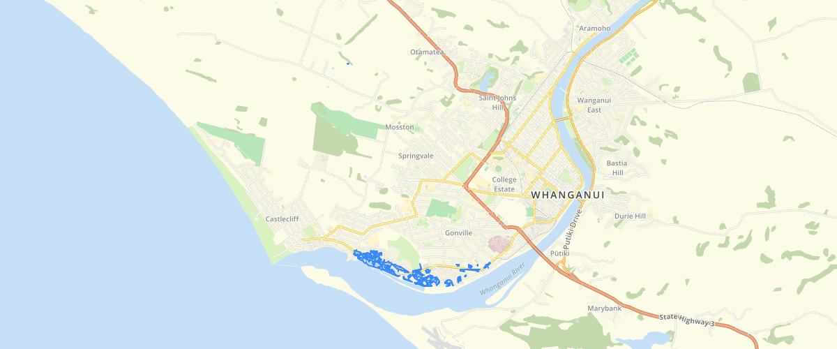 Whanganui - Depression Area less than 300mm