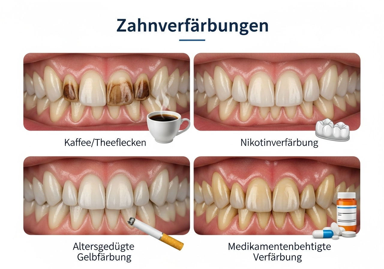 Verschiedene Arten von Zahnverfärbungen
