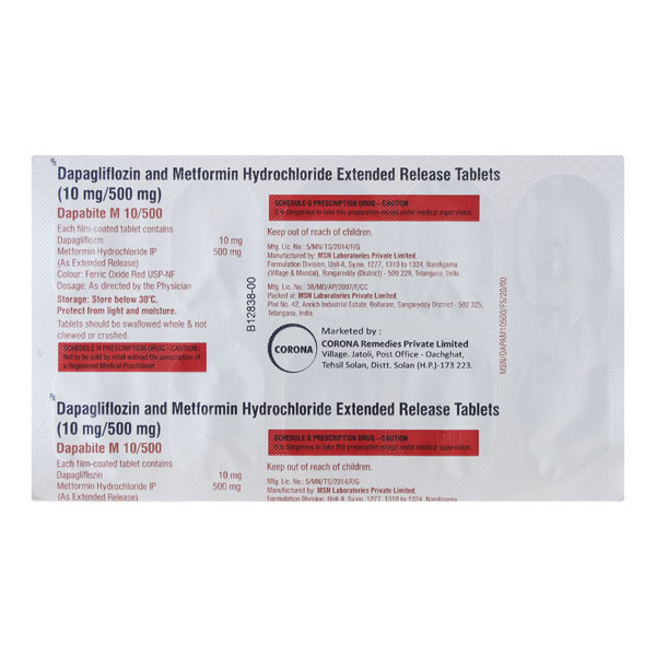 Dapabite M 10mg/500mg Tablet 10s