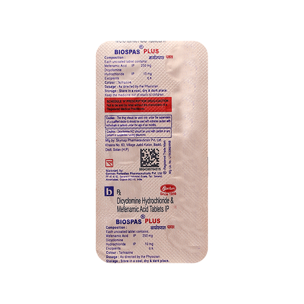 Biospas Plus 10mg/250mg Tablet 10s