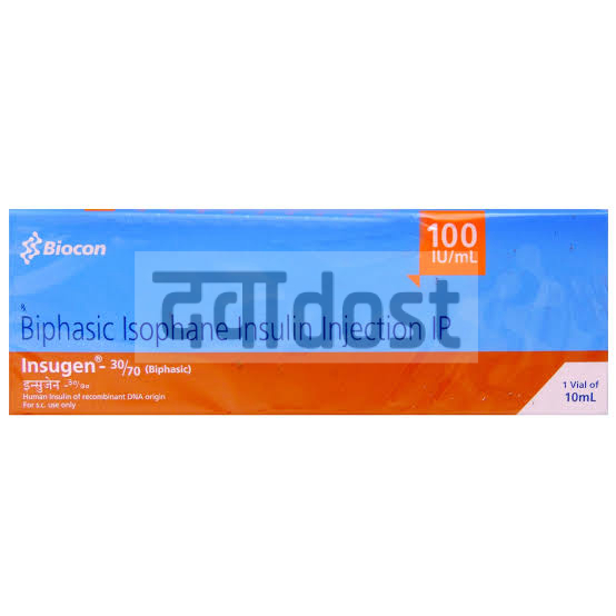 Buy Insugen 30/70 Injection 100IU/ml at 70% savings