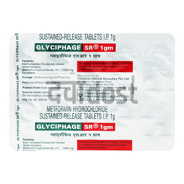 Glyciphage SR 1000mg Tablet 10s