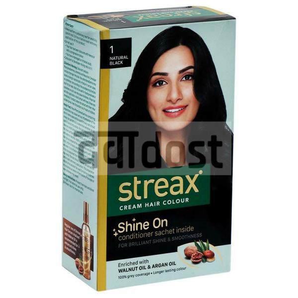 Streax Shine On Cream Hair Color Natural Black 1 50ml - Hygienic Research Institute | Buy generic medicines at best price from medical and online stores in India Streax Shine On Cream Hair Color Natural Black 1 50ml - Hygienic Research Institute | Buy generic medicines at best price from medical and online stores in India