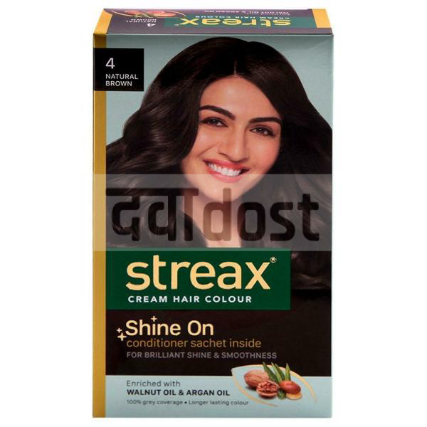 Streax Cream Hair Colour Natural Brown 4 50ml  Hygienic Research Institute   Buy generic medicines at best price from medical and online stores in  India  dawaadostcom