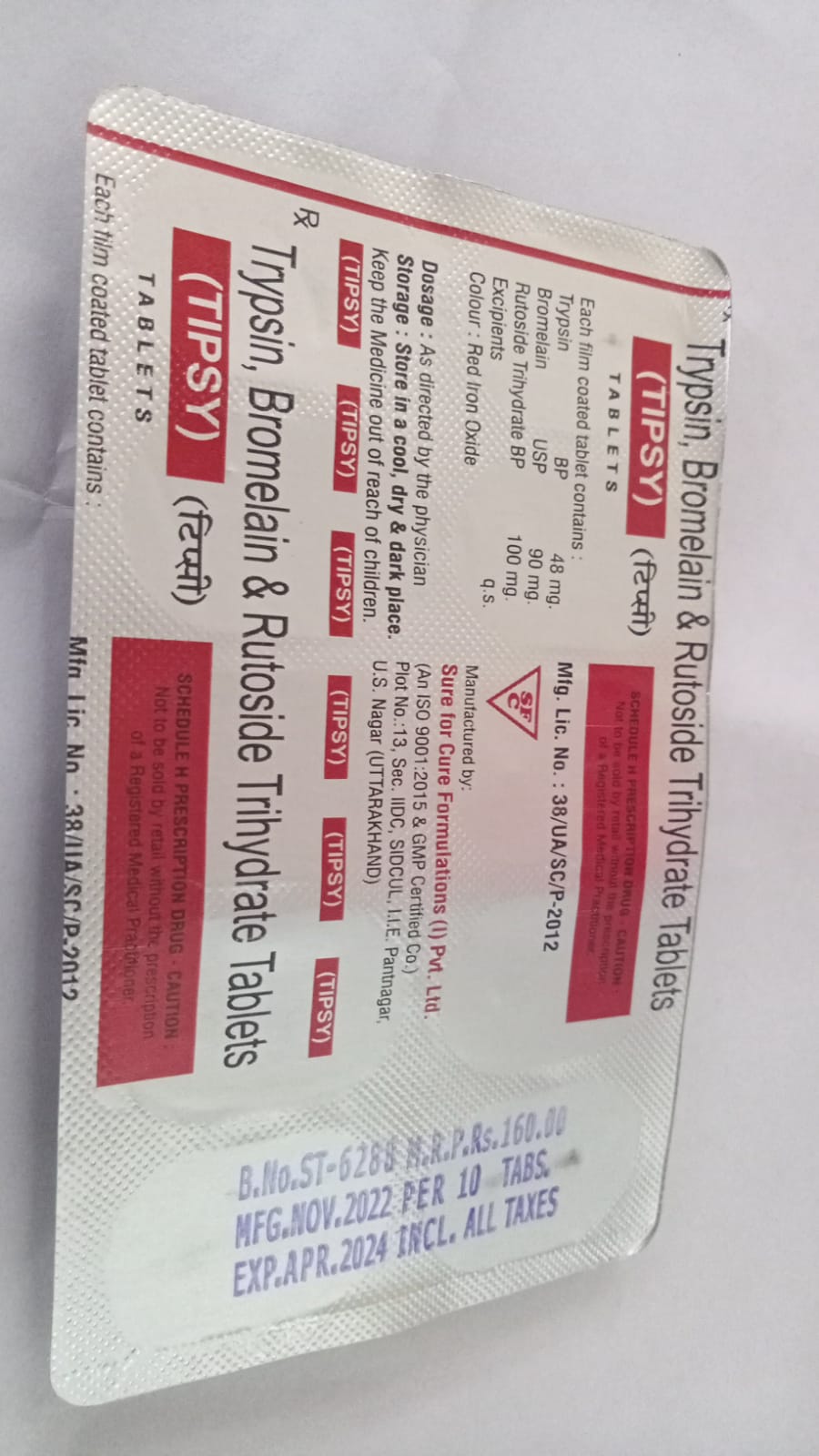 Tipsy 90mg/48mg/100mg Tablet 10s