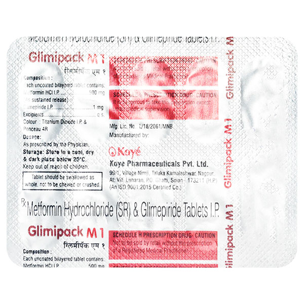 Glimipack M 1mg/500mg Tablet 10s