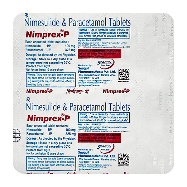 Nimprex P 100mg/325mg Tablet 15s