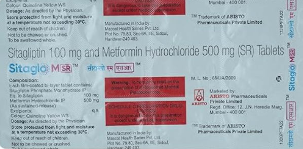 Sitaglo M 100mg/500mg Tablet SR 15s