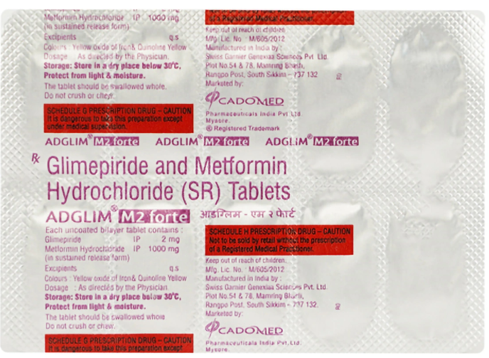Adglim M Forte 2mg/1000mg Tablet SR 10s