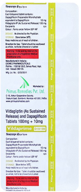 Vildaprime D 10mg/100mg Tablet SR 10s
