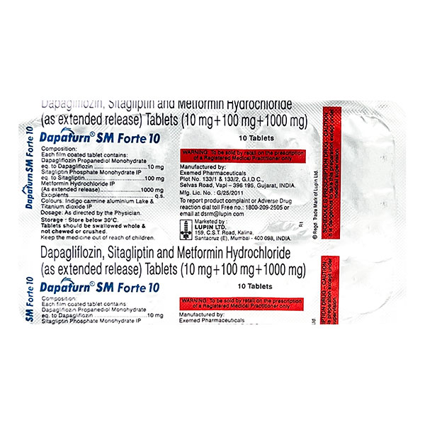 Dapaturn SM Forte 10mg/1000mg/100mg Tablet ER 10s