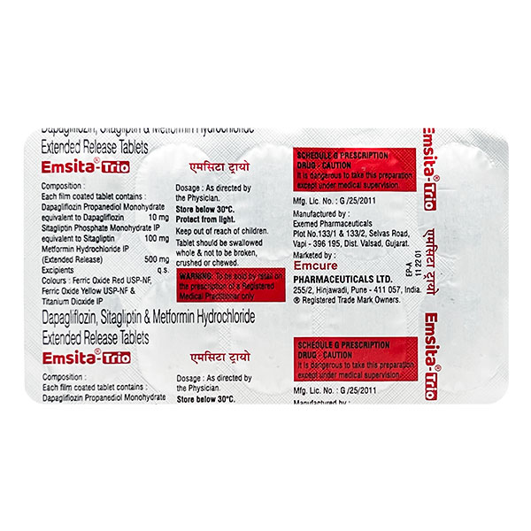 Emsita Trio 10mg/500mg/100mg Tablet ER 10s
