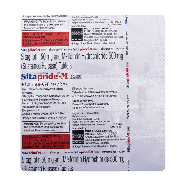 सीताप्राइड एम 500mg/50mg टैबलेट एसआर 15s