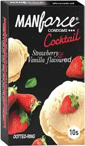 Manforce Cocktail Condoms Strawberry & Vanilla Flavour 3s