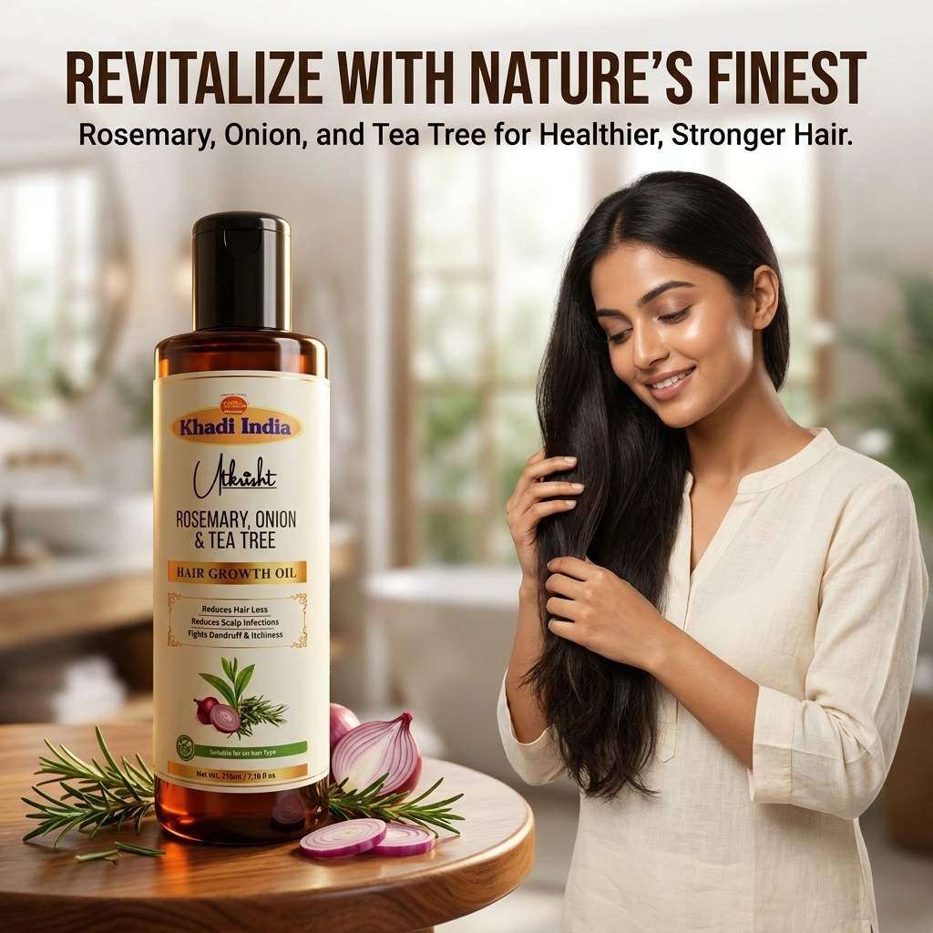 Khadi India Utkrisht Rosemary Onion And Tea Tree Oil 210ml โ key features and usage