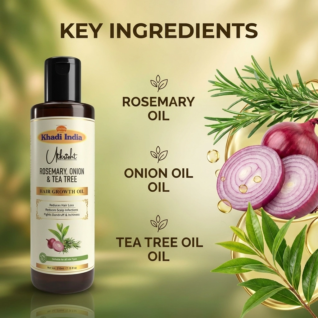 Khadi India Utkrisht Rosemary Onion And Tea Tree Oil 210ml โ ingredients and composition