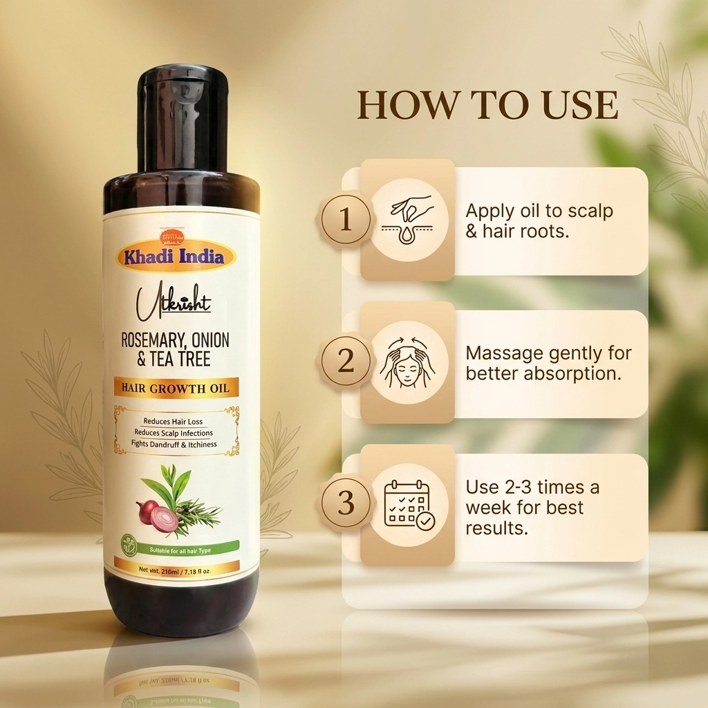 Khadi India Utkrisht Rosemary Onion And Tea Tree Oil 210ml โ results and how to use