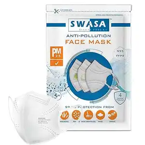 Swasa PM 2.5 N95 FFP2 Anti Pollution Face Mask White 5s