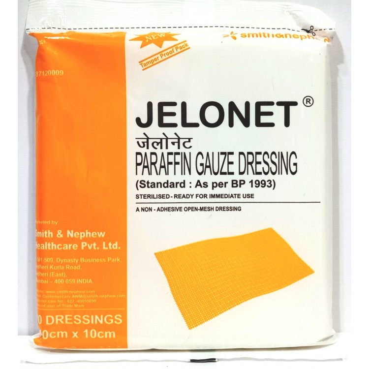 Jelonet Paraffin Gauze Dressing 10cm x 10cm 5s