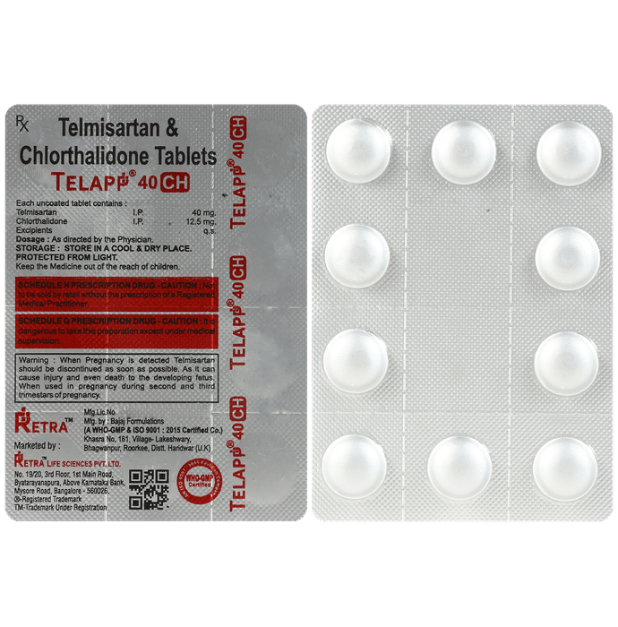 टेलैप सीएच 40mg/12.5mg टैबलेट